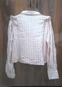 Cute Pink Checkered Ruffle Shirt