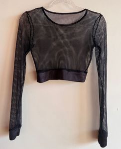 Black Mesh Long Sleeve Top