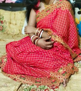 Elegant Pink Embellished Saree