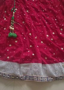 Red Velvet Lehenga Choli Set