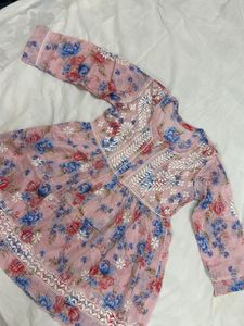 Floral Chikankari Short Kurti