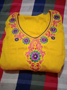 Yellow Embroidered anarkali suit