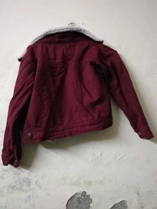 Maroon Fur Collar Jacket