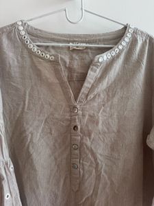 Elegant Taupe Cotton Kurta – Diza by Westside