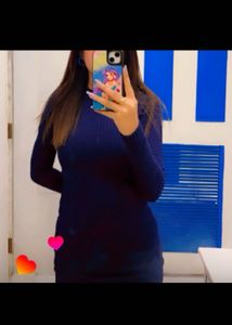 Navy Blue Ribbed Dress