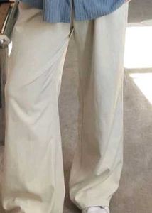 Beige Wide Leg Trousers