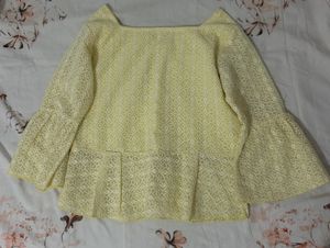 Yellow Bell Sleeve Peplum Top