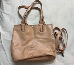 Blush Pink Faux Leather Tote Bag with Strap