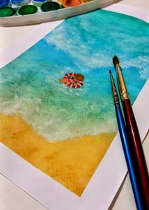 Chilling At The Beach Watercolor Painting * 100 Rs For A5 Size *