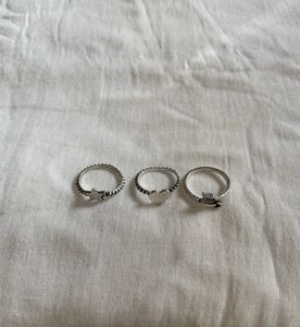 Urbanic Oxidised Silver Rings Combo Of 3