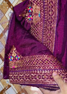 Embroidered Purple Saree