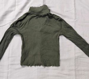 Olive Green Ribbed Top