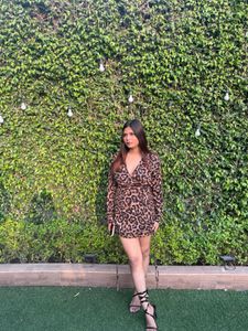 Leopard Print Mini Wrap Dress