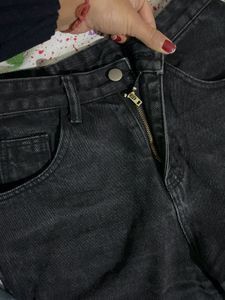 shine charcoal black jeans mom fit