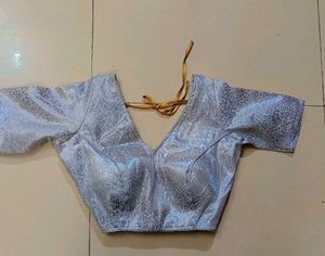 Banarasi silk Padded V Neck  Drawstring Blouse
