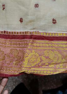 cream cotton saree