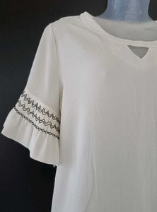 White Ruffle Sleeve Blouse