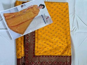 new yellow lace saree