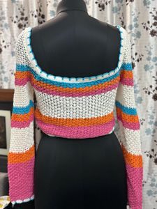 Striped Crochet Crop Top