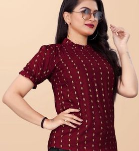 Maroon Paisley Mock Neck Top 3 Combo