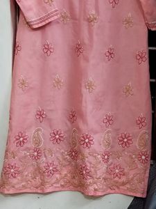 Peach Embroidery Kurta
