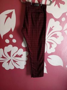 Burgundy Checkered Pants