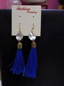 Blue Tassel Drop Earrings