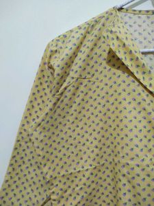 Yellow Kurta With Rose Floral Print