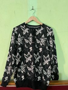 black and white floral sweater
