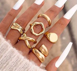 Gold Statement Rings (Set of 6)