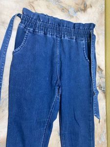 High Waisted Denim Paper Bag Jeans