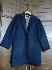 Women Elegant Navy Blue Overcoat