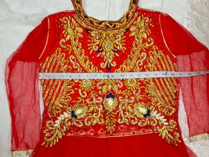 Red Embroidered Girls&#39; Dress