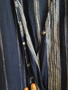 Navy Striped Wrap Top