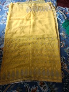 Yellow Embroidered Saree