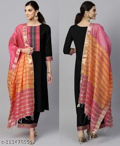 Black Or Yellow Cotton Blend Suit Set In All Sizes