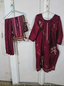 Pretty Maroon Kurta Palazzo Set