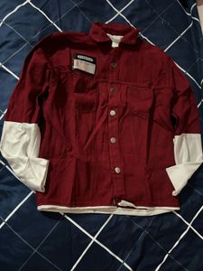 New Maroon Denim Jacket