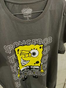 SpongeBob Graphic Oversized Tee – Grey