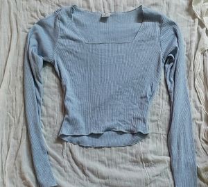 SSS Light Blue Square Neck Crop Top