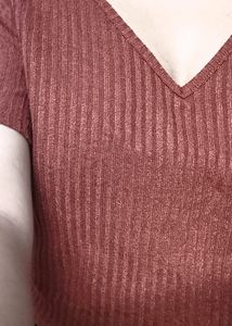 Shein V Neck Brown Crop Top