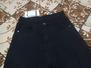 High Waist Straight Mercel Denim Jeans Black /-