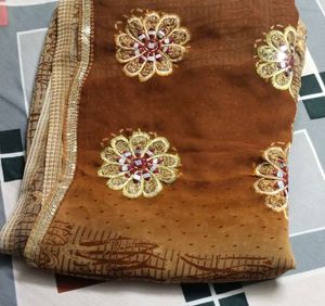 Printed Saree With Sitara Work