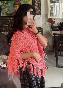 Coral Scarf with Fringe