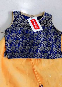 Cute Yellow &amp; Blue Girls Lehenga Choli
