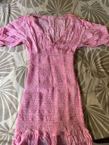 Pink Ruffle Mini Dress