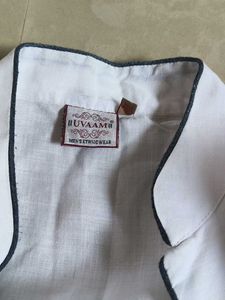 Elegant White Kurta with pant and blue colour jack