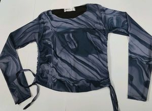 Stylish Marble Print mesh Top zara dupe
