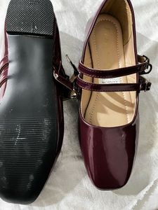 Burgundy Mary Jane Ballerinas