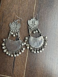 Jaipur Oxidised Silver Earrings, Not Used